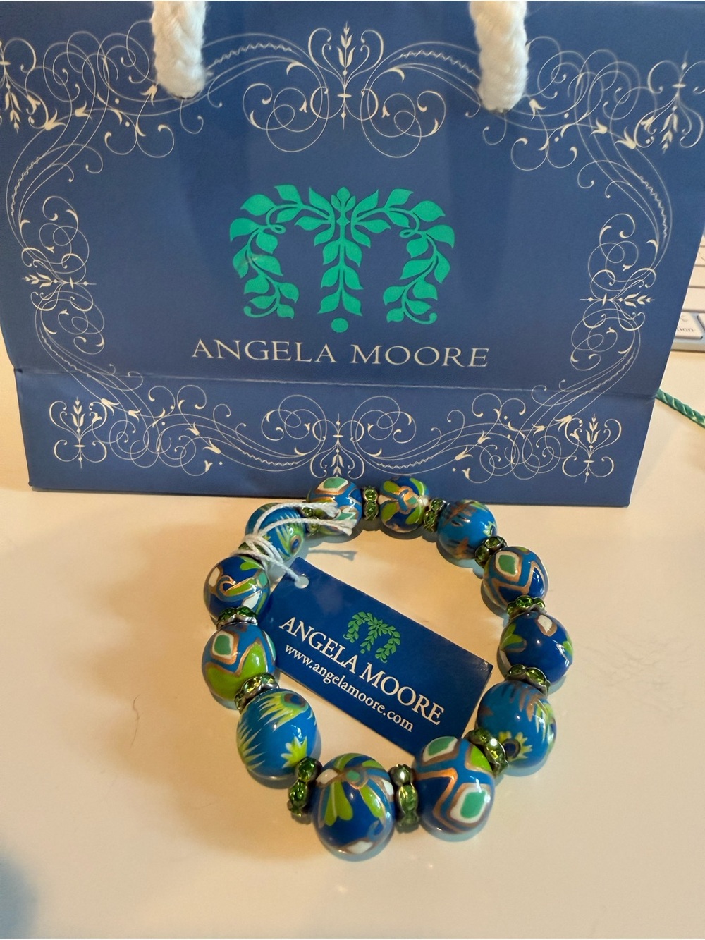 Angela Moore hand-painted stretchy ball bracelet